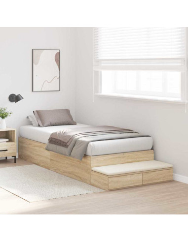 Struttura letto con contenitore Rovere Sonoma 90 cm