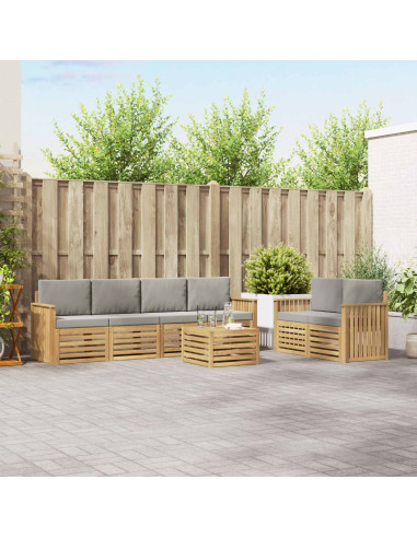 Set di divani da esterno 7 pcs Bianco e Grigio Chiaro