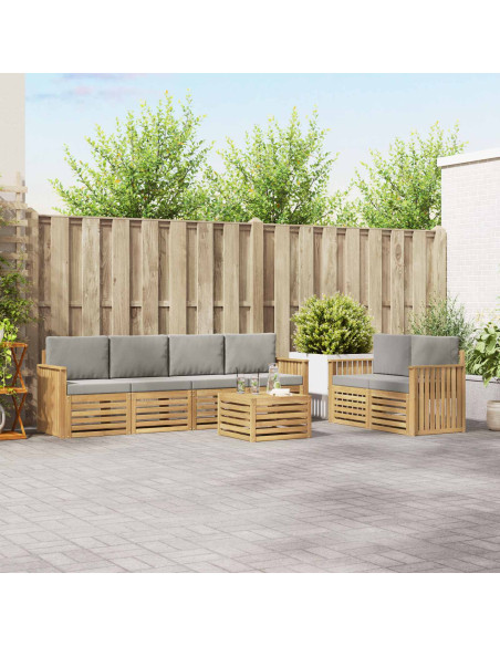 Set di divani da esterno 7 pcs Bianco e Grigio Chiaro