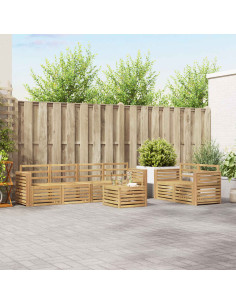 Set di divani da esterno 7 pcs Bianco Legno di Acacia Massello