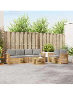 Set di divani da esterno 7 pcs Bianco e Grigio Chiaro