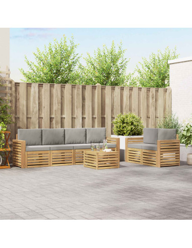 Set di divani da esterno 7 pcs Bianco e Grigio Chiaro