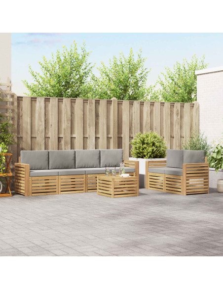Set di divani da esterno 7 pcs Bianco e Grigio Chiaro
