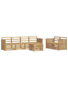 Set di divani da esterno 7 pcs Bianco Legno di Acacia Massello 2