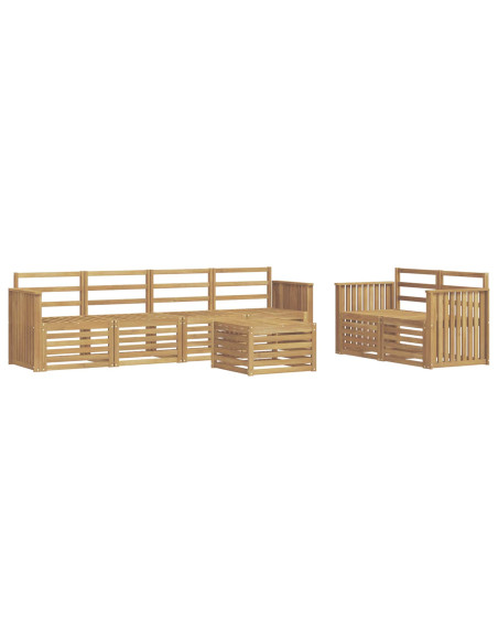 Set di divani da esterno 7 pcs Bianco Legno di Acacia Massello