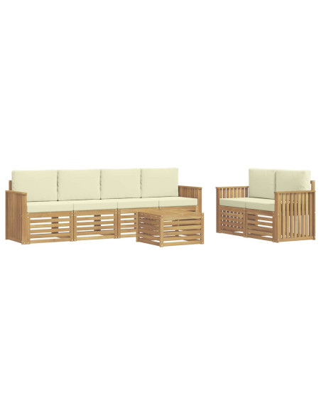Set di divani da esterno 7 pcs Bianco e Crema Poliestere
