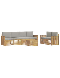 Set di divani da esterno 7 pcs Bianco e Grigio Chiaro 2