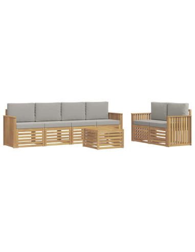 Set di divani da esterno 7 pcs Bianco e Grigio Chiaro