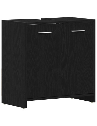 Mobile Lavabo Bagno Rovere Nero 60x30x60cm in Legno Multistrato
