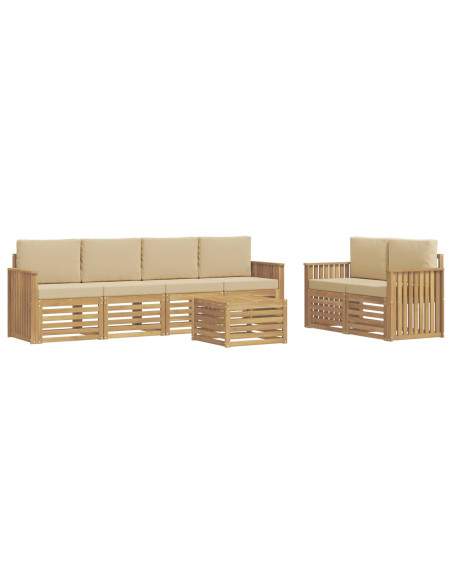 Set di divani da esterno 7 pcs Bianco e Beige Poliestere