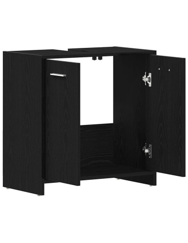 Mobile Lavabo Bagno Rovere Nero 60x30x60cm in Legno Multistrato