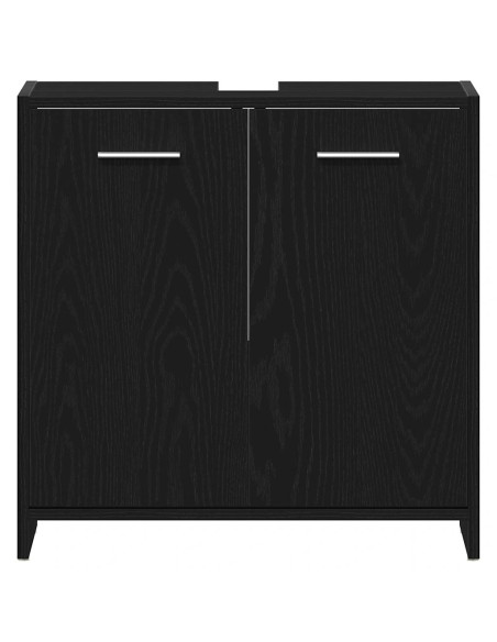 Mobile Lavabo Bagno Rovere Nero 60x30x60cm in Legno Multistrato