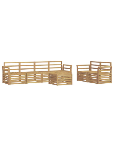 Set di divani da esterno 7 pcs Bianco Legno di Acacia Massello
