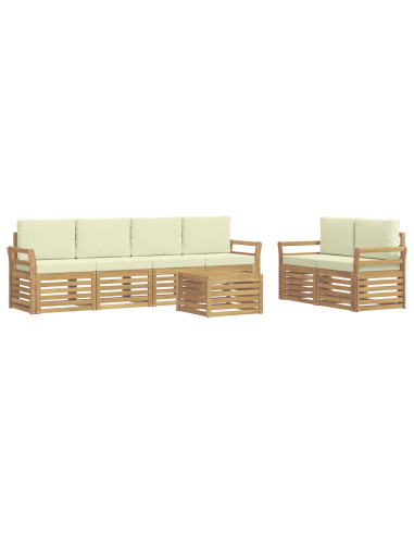 Set di divani da esterno 7 pcs Bianco e Crema Poliestere