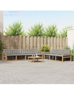 Set di divani da esterno 8 pcs Bianco e Grigio Chiaro