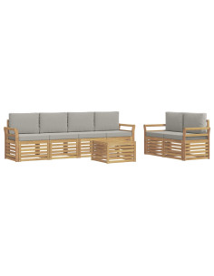 Set di divani da esterno 7 pcs Bianco e Grigio Chiaro 2