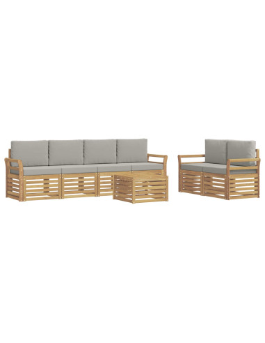 Set di divani da esterno 7 pcs Bianco e Grigio Chiaro