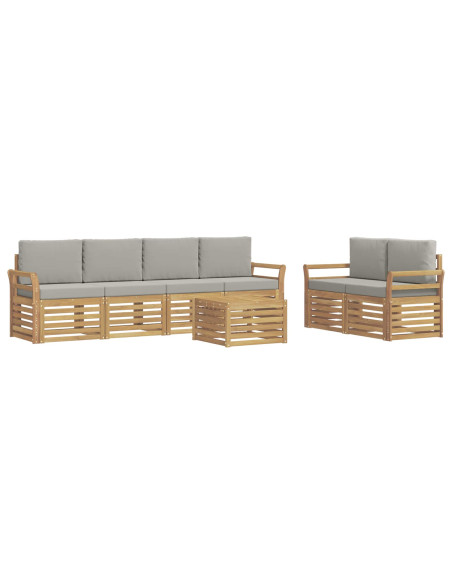 Set di divani da esterno 7 pcs Bianco e Grigio Chiaro