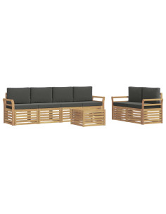 Set di divani da esterno 7 pcs Bianco e Antracite Poliestere 2