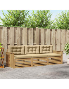 Set di divani da esterno 3 pcs Bianco e Beige