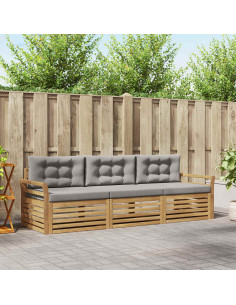 Set di divani da esterno 3 pcs Bianco e Grigio Chiaro