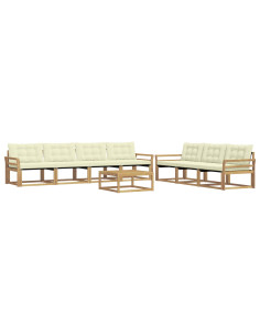 Set di divani da esterno 8 pcs Bianco e Crema 2
