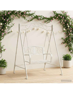Panchina a Dondolo Acciaio 113 x 121,5 x 168 cm Bianco Antico