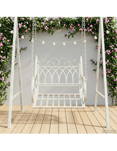 Panchina a Dondolo Acciaio 71 x 75 x 59 cm Bianco Antico