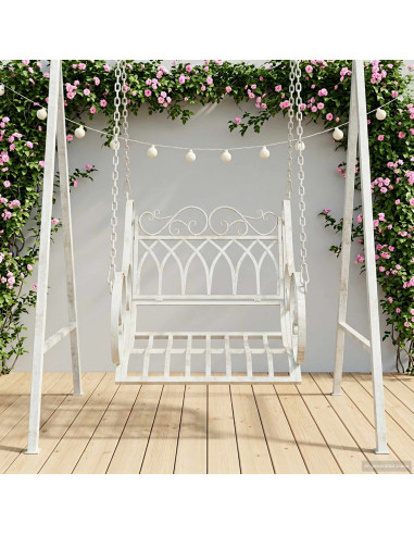 Panchina a Dondolo Acciaio 71 x 75 x 59 cm Bianco Antico