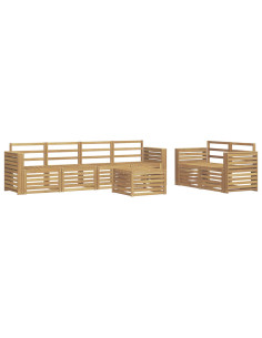 Set di divani da esterno 7 pcs Bianco Legno di Acacia Massello 2
