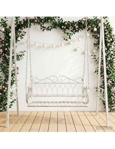 Panchina a Dondolo Acciaio 109 x 75 x 59 cm Bianco Antico