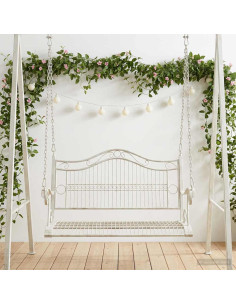 Panchina a Dondolo Acciaio 115 x 61 x 63 cm Bianco Antico