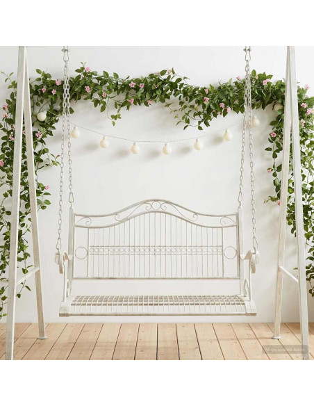 Panchina a Dondolo Acciaio 115 x 61 x 63 cm Bianco Antico
