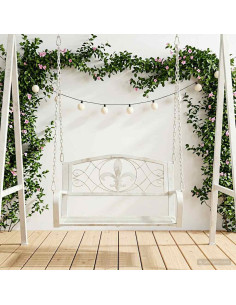Panchina a Dondolo Acciaio 71,5 x 59 x 55 cm Bianco Antico