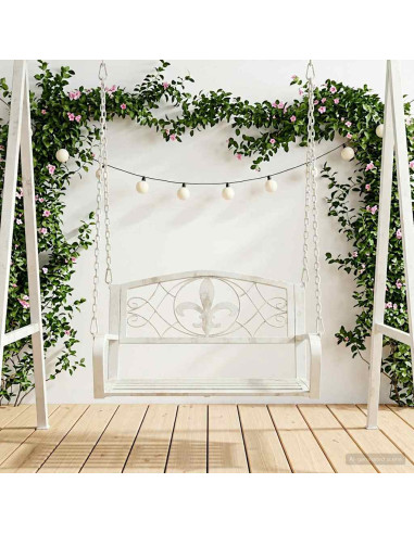 Panchina a Dondolo Acciaio 71,5 x 59 x 55 cm Bianco Antico
