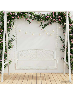 Panchina a Dondolo Acciaio 110,5 x 59 x 55 cm Bianco Antico