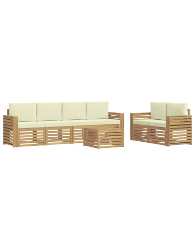 Set di divani da esterno 7 pcs Bianco e Crema Poliestere