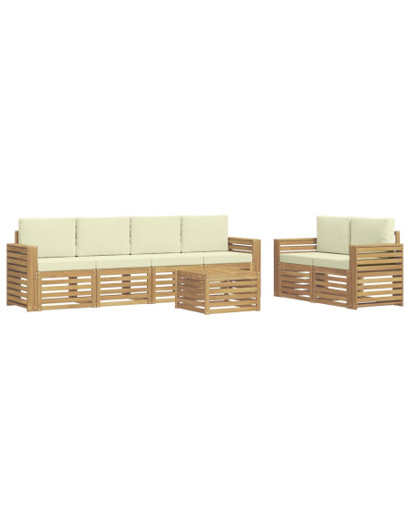 Set di divani da esterno 7 pcs Bianco e Crema Poliestere