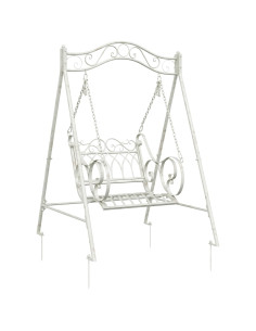 Panchina a Dondolo Acciaio 113 x 121,5 x 168 cm Bianco Antico 2