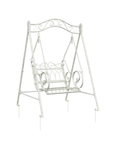 Panchina a Dondolo Acciaio 113 x 121,5 x 168 cm Bianco Antico