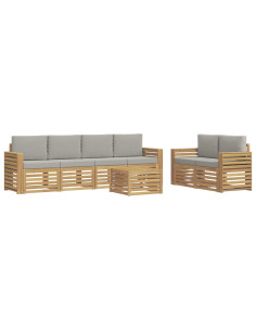 Set di divani da esterno 7 pcs Bianco e Grigio Chiaro 2