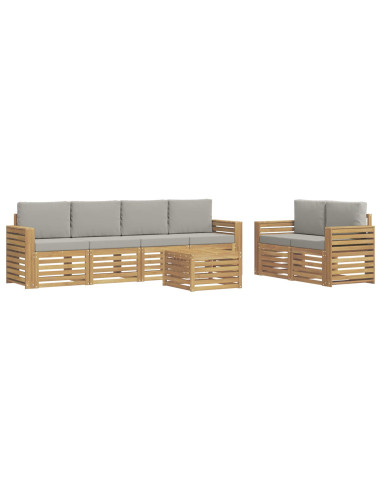 Set di divani da esterno 7 pcs Bianco e Grigio Chiaro