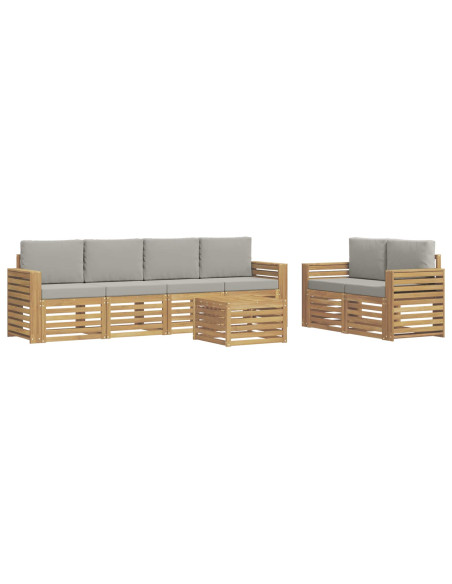 Set di divani da esterno 7 pcs Bianco e Grigio Chiaro