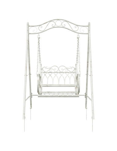 Panchina a Dondolo Acciaio 113 x 121,5 x 168 cm Bianco Antico