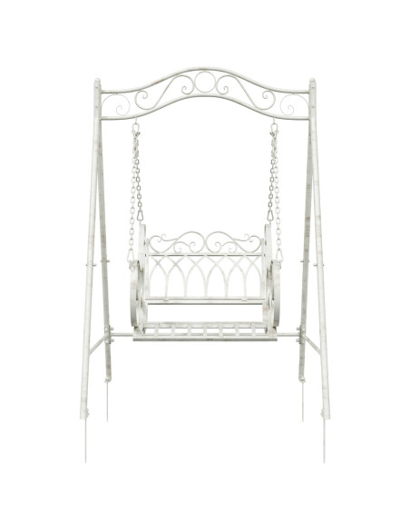 Panchina a Dondolo Acciaio 113 x 121,5 x 168 cm Bianco Antico