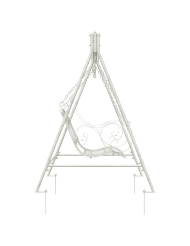 Panchina a Dondolo Acciaio 113 x 121,5 x 168 cm Bianco Antico