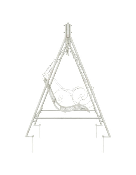 Panchina a Dondolo Acciaio 113 x 121,5 x 168 cm Bianco Antico
