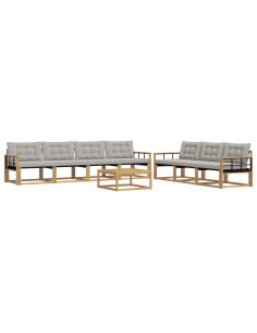 Set di divani da esterno 8 pcs Bianco e Grigio Chiaro 2