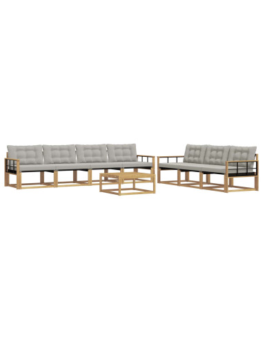 Set di divani da esterno 8 pcs Bianco e Grigio Chiaro