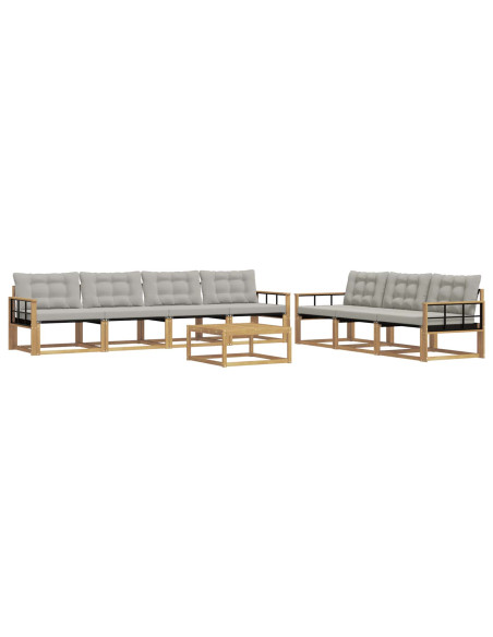 Set di divani da esterno 8 pcs Bianco e Grigio Chiaro